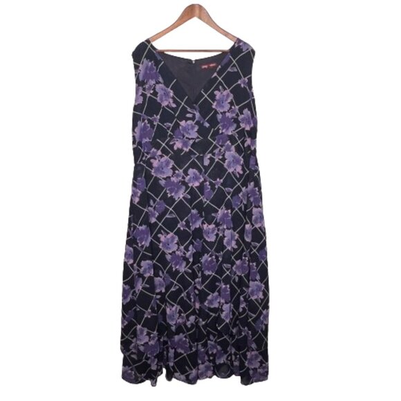Jessica London Womens Floral Sleeveless‎ Maxi Dress Size 20 Blue Empire Waist - Picture 1 of 13